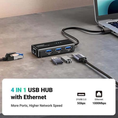 هاب USB 3.0 یوگرین مدل 20265 با 3 پورت US 3.0 و LAN1000 — تصویر ۶
