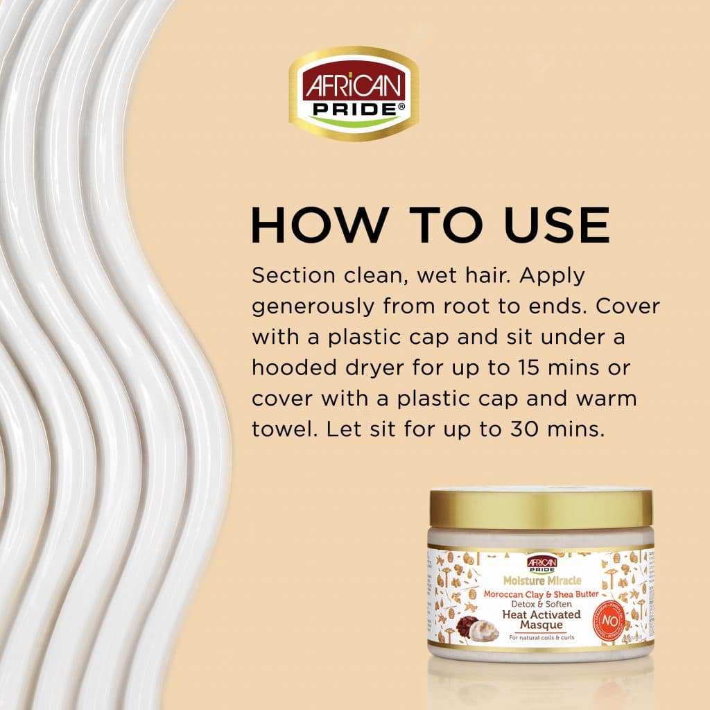 ماسک مو شی باتر و خاک رس مراکش آفریکن پراید Moroccan Clay & Shea Butter حجم 340ml — تصویر ۱۱