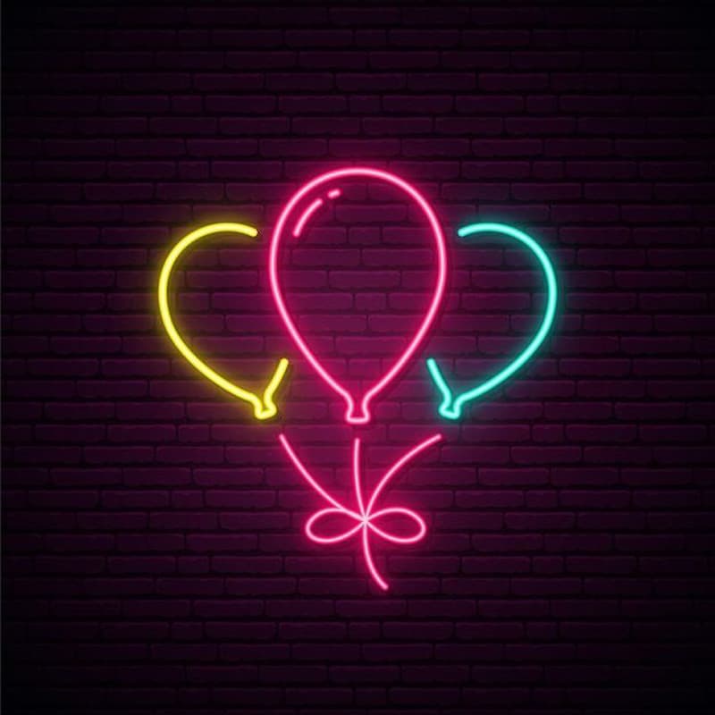 تابلو نئون طرح بادکنک کد Event003 ابعاد 50 در 50 سانتیمتر — تصویر ۲