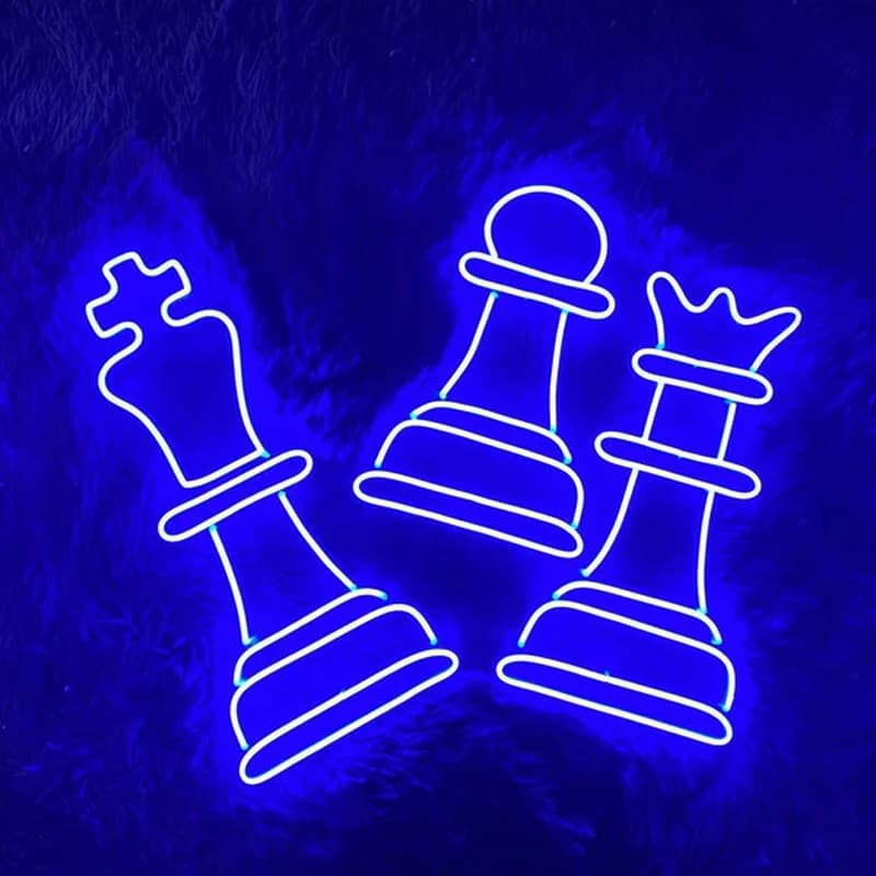 تابلو نئون طرح شطرنج کد GAME021 ابعاد 50 در 50 سانتیمتر — تصویر ۴