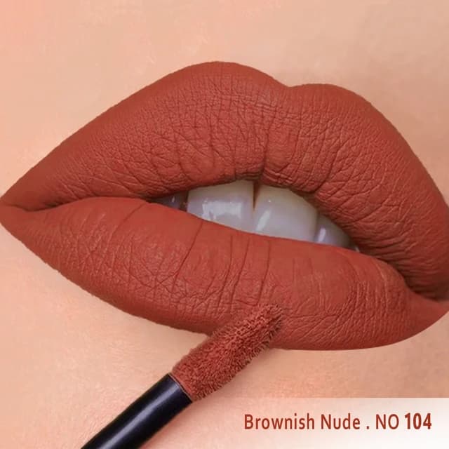 رژ لب مایع نود قهوه‌ای Brownish Nude کد 104 — تصویر ۱۲
