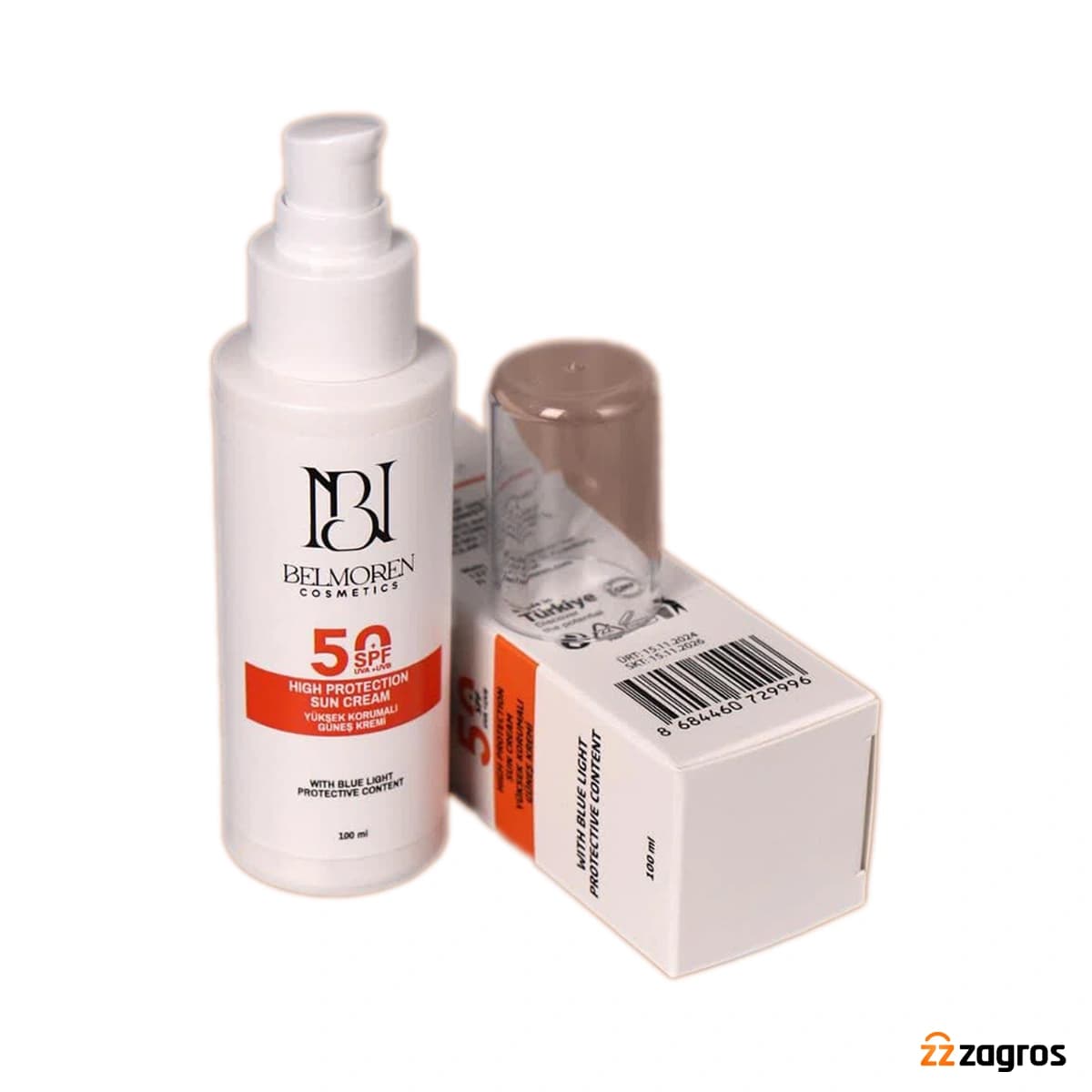 کرم ضد آفتاب بلمورن BELMOREN با +SPF50 حجم 100 میل