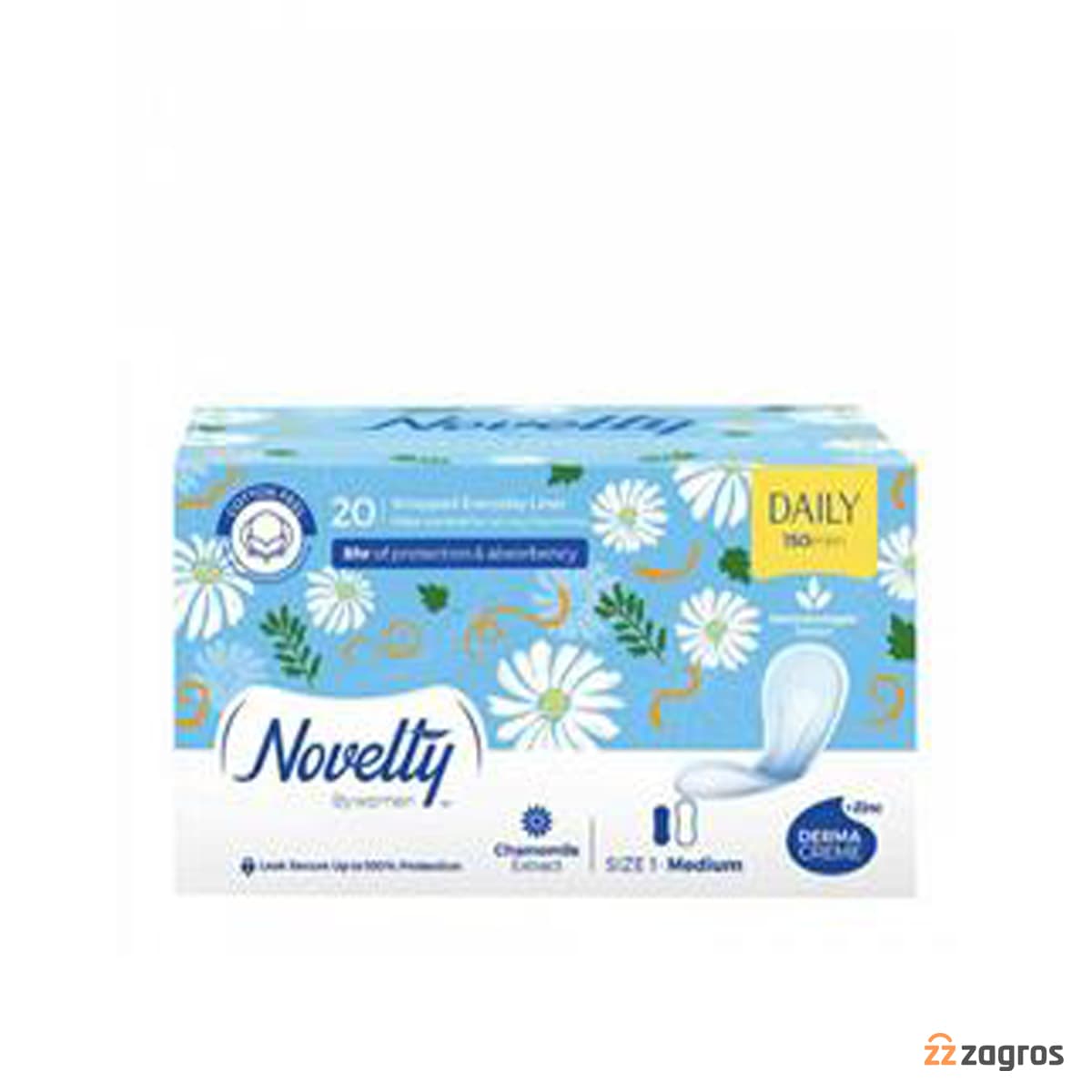 پد روزانه ناولتی Novelty سایز 1 حاوی عصاره بابونه بسته 20 عددی