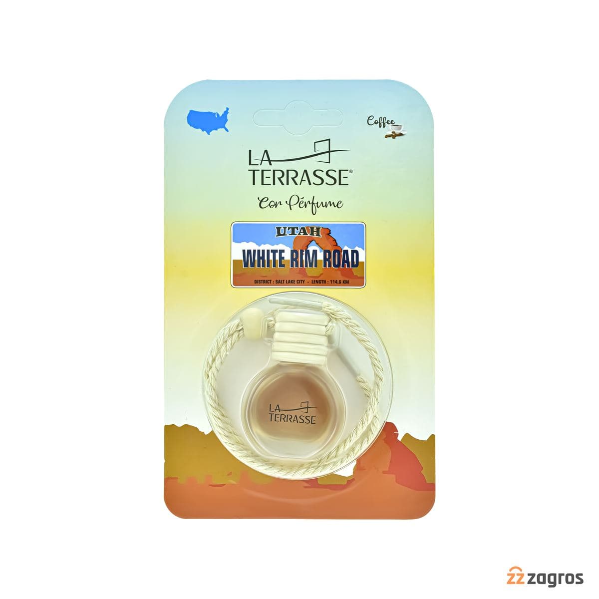 خوشبو کننده ماشین لاتراس مدل White Rim Road با رایحه قهوه 9 میل