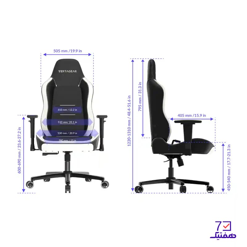 صندلی گیمینگ VERTAGEAR مدل SL3800 BLACK WHITE — تصویر ۸