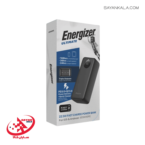 پاور بانک انرجایزر مدل POWER BANK ENERGIZER UE30090PQ PD LCD 30000mAh 22.5W BLACK — تصویر ۷