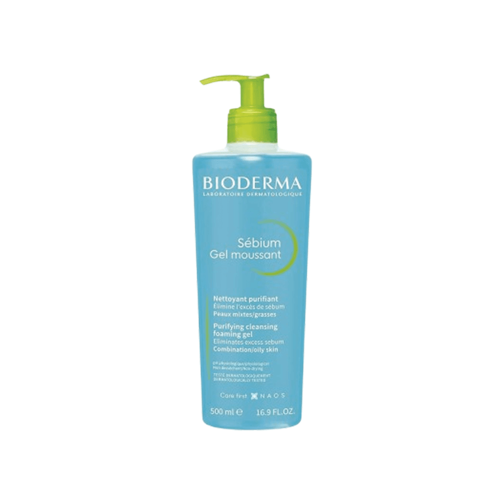 ژل شستشو صورت بایودرما BIODERMA آبی مدل سبیوم Sébium پوست چرب