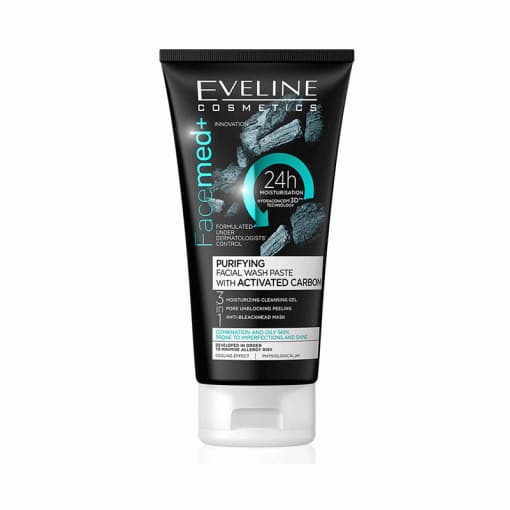 ژل شستشوی صورت اولاین حاوی کربن فعال مدل Eveline purifying
