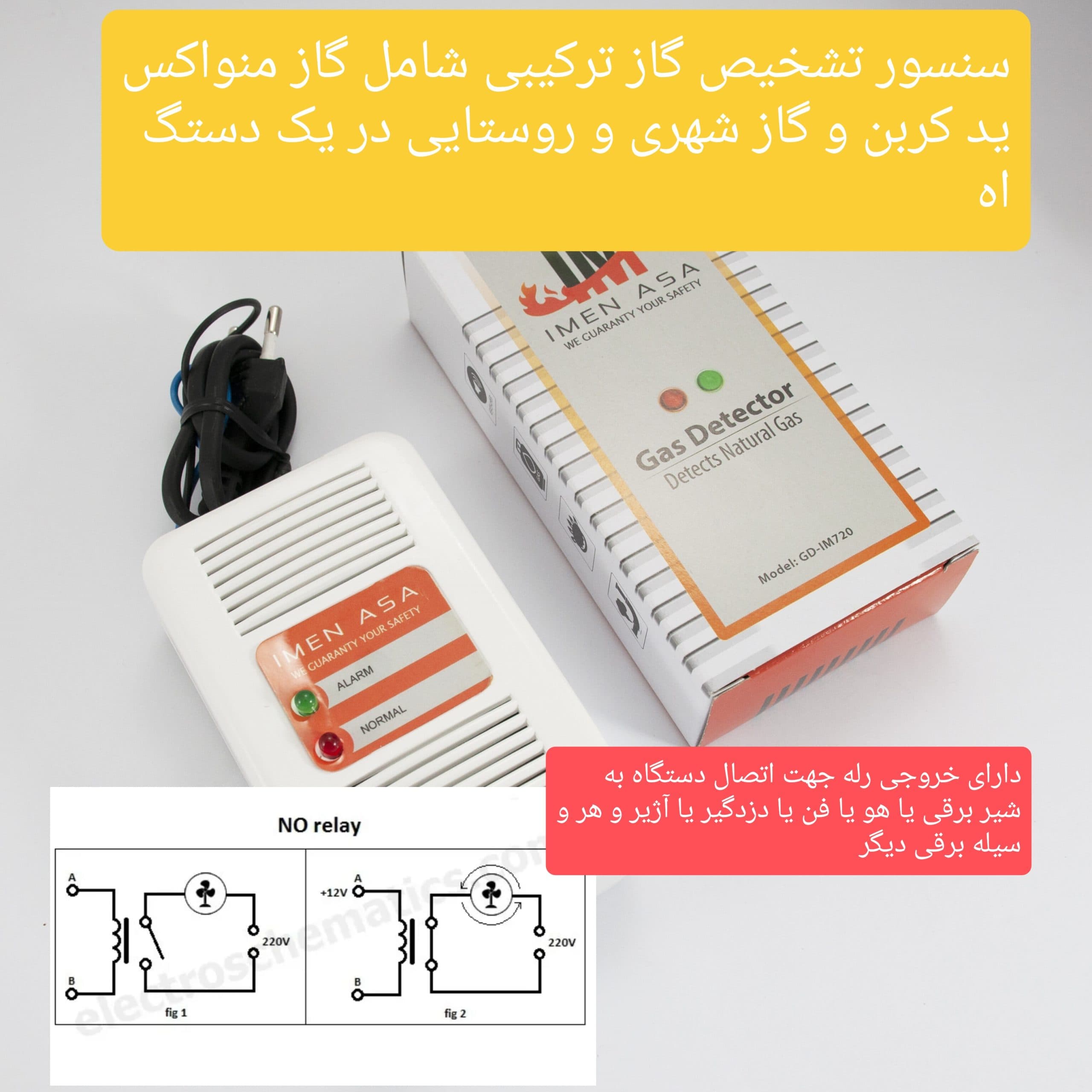 نشت یاب گاز ترکیبی رله دار شامل گاز منواکسید کربن و گاز شهری