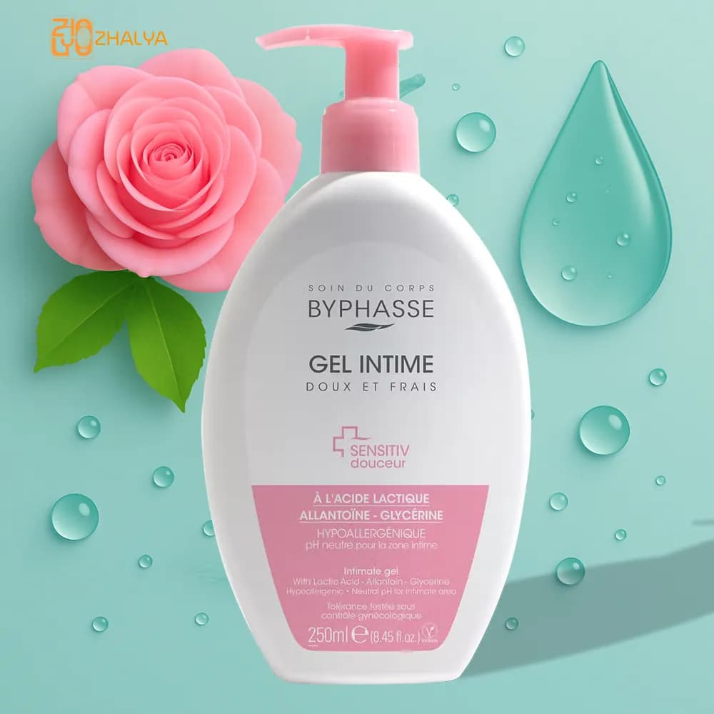 ژل بهداشتی بانوان بایفاس Byphasse برای پوست حساس مدل sensitiv douceur حجم 250 میل — تصویر ۴