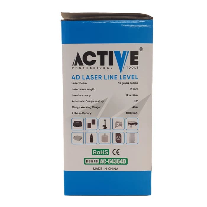 تراز لیزری 16 خط 360 درجه اکتیو مدل AC-64364D نور سبز — تصویر ۵