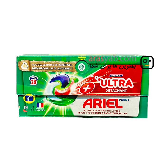 قرص لکه بر لباسشویی آریل Ariel مدل pods + Ultra بسته 28 عددی