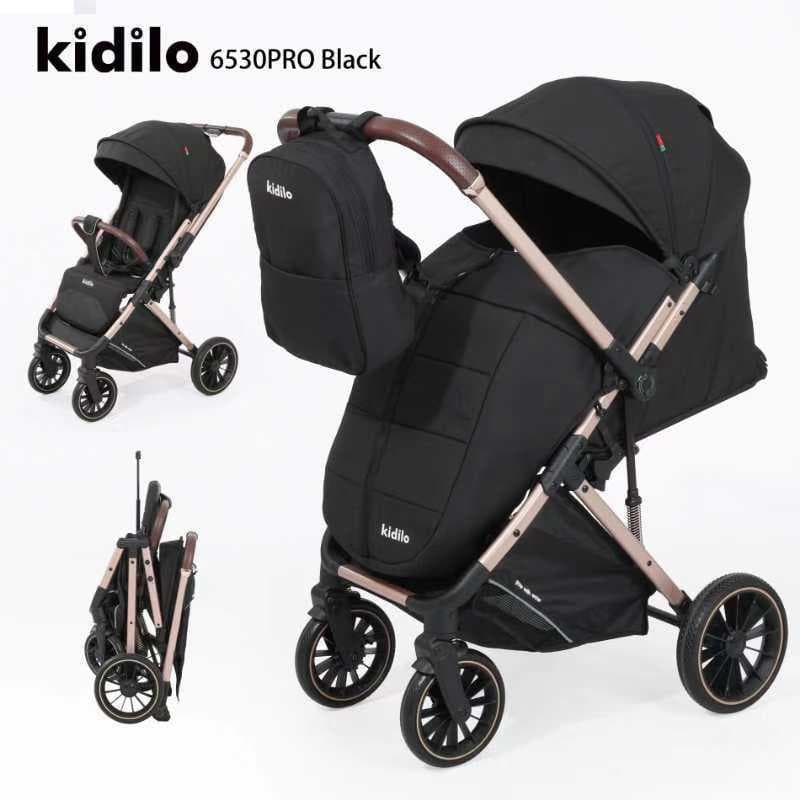 کالسکه دسته دو طرف مسافرتی همراه ساک لوازم و کاور پا برند کیدیلو KIDILO مدل 6530 PRO