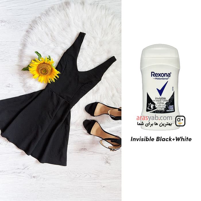 مام زنانه رکسونا invisible مدل on black & white clothes با محافظت 48 ساعته حجم 40 میل — تصویر ۳
