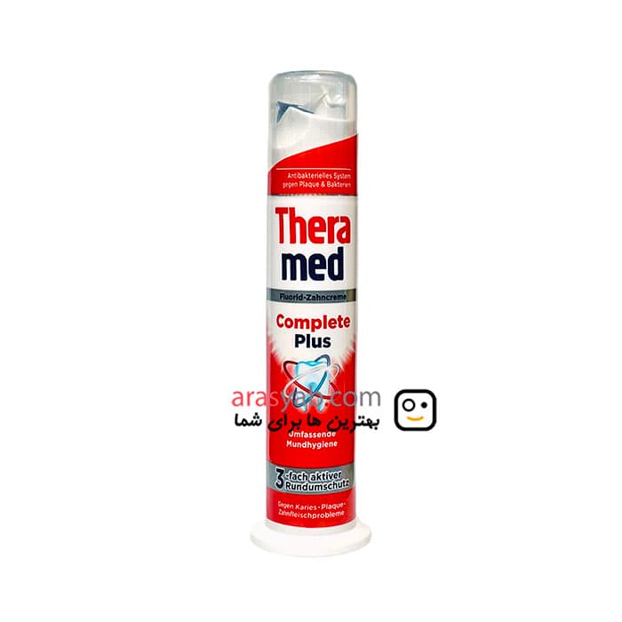 خمیر دندان پمپی ترامد Thera med مدل Complete plus آنتی باکتریال حجم 100 میل