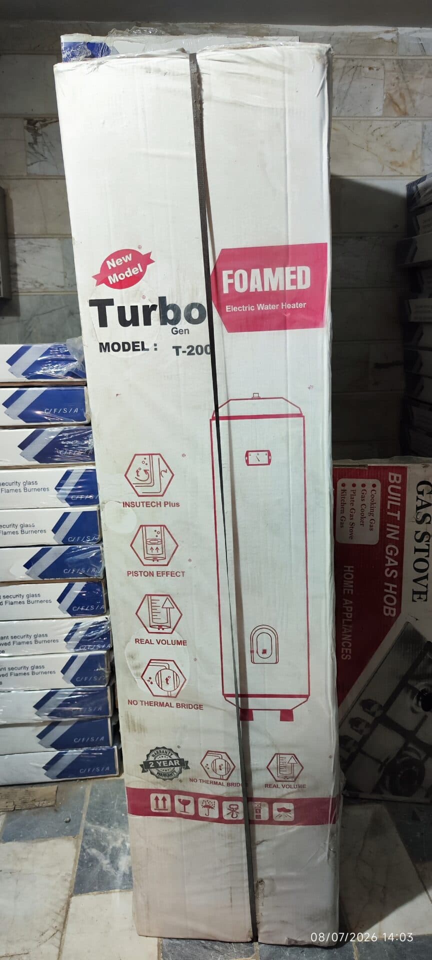 آبگرمکن برقی زمینی فوم دار دو المنت استوانه ای توربو 200 لیتر Turbo jahan Model: T-200 گارانتی دار — تصویر ۶