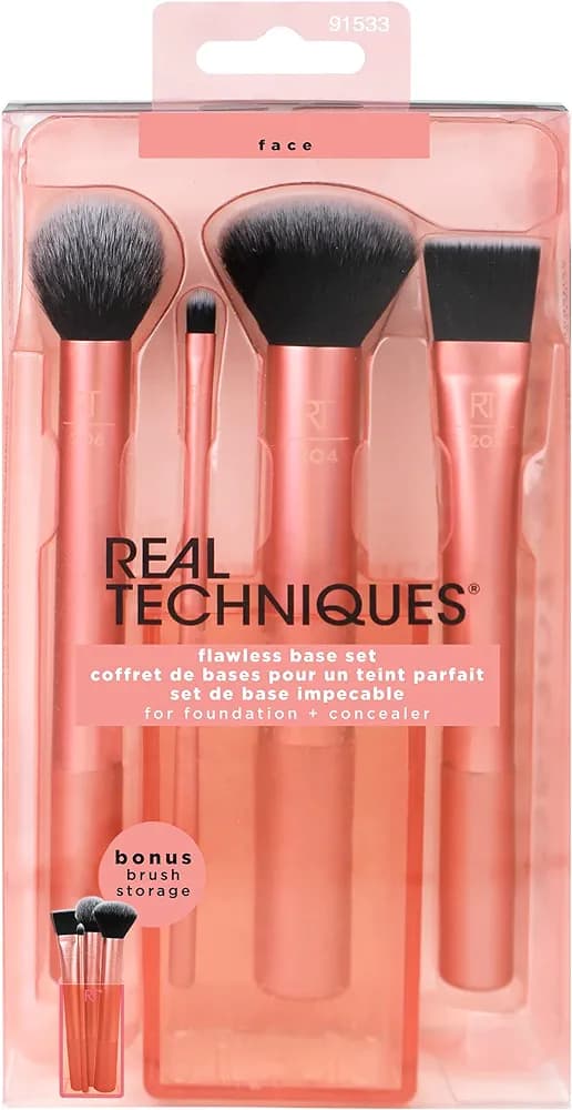 ست براش 4 تیکه ریل تکنیک real techniques سری FLAWLESS BASE استند دار — تصویر ۵