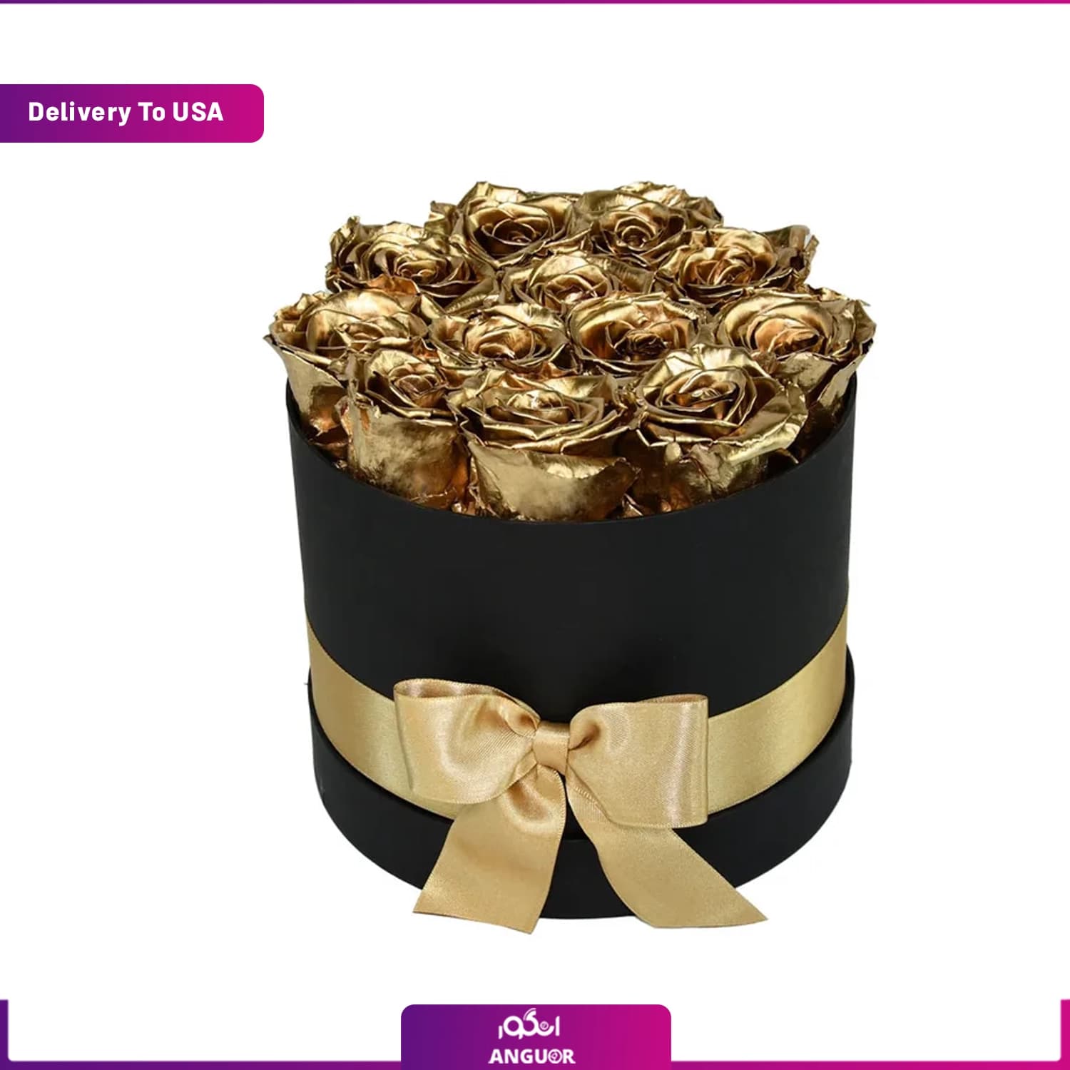 (Delivery to USA) Gold Preserved Roses — تصویر ۲