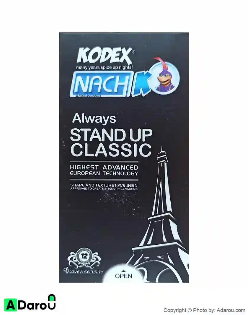 کاندوم نازک ساده (استند آپ کلاسیک) 12 عددی ناچ کدکس Kodex Stand Up Classic — تصویر ۲