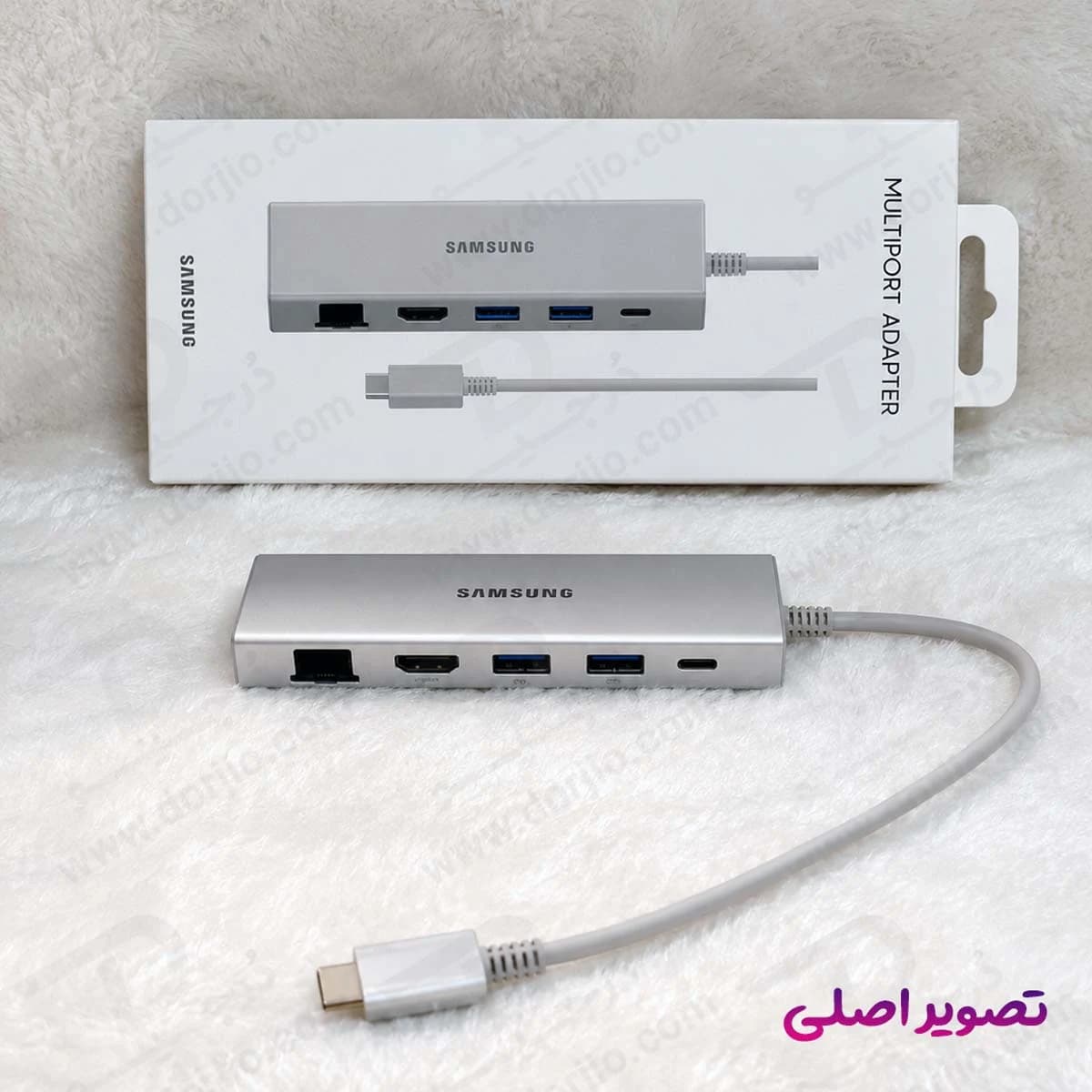 هاب آداپتور Type-C سامسونگ با پورت‌های USB-C و HDMI 4K و LAN و USB 3.0 — تصویر ۱۲