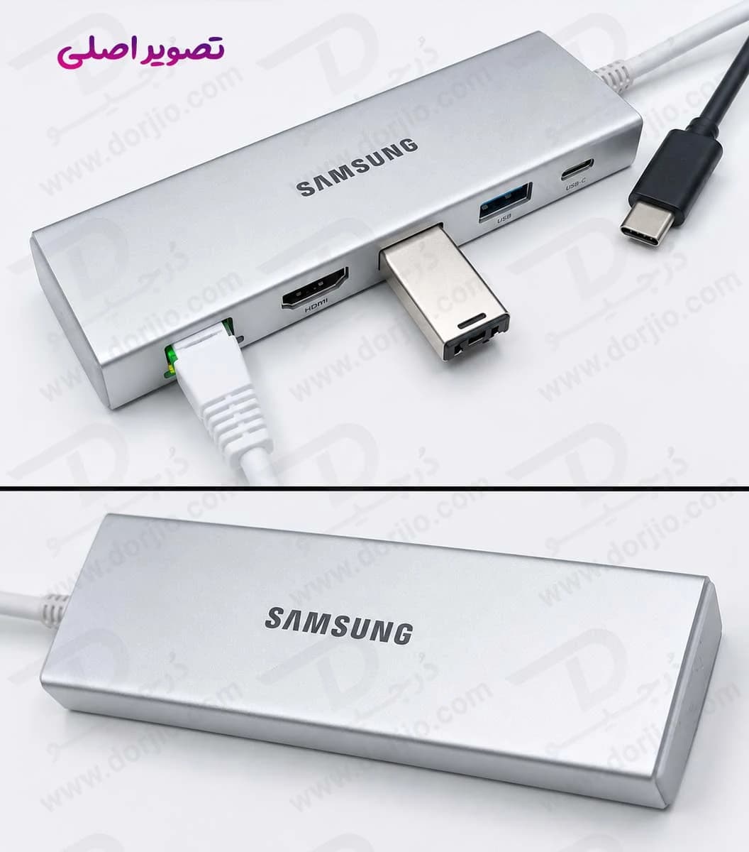 هاب آداپتور Type-C سامسونگ با پورت‌های USB-C و HDMI 4K و LAN و USB 3.0 — تصویر ۷