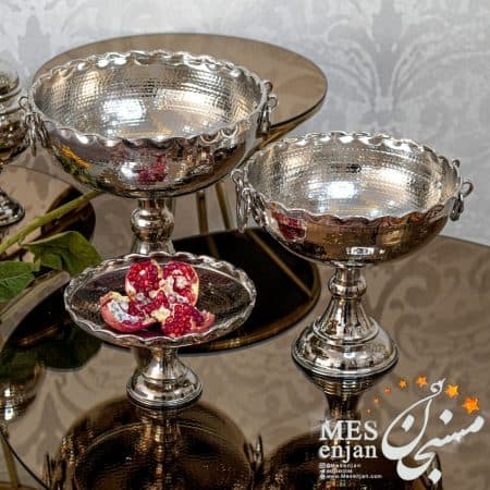 شیرینی خوری پایه بلند کروم لبه دالبر — تصویر ۳