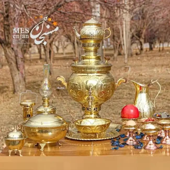 سماور برنجی قلمزنی — تصویر ۲