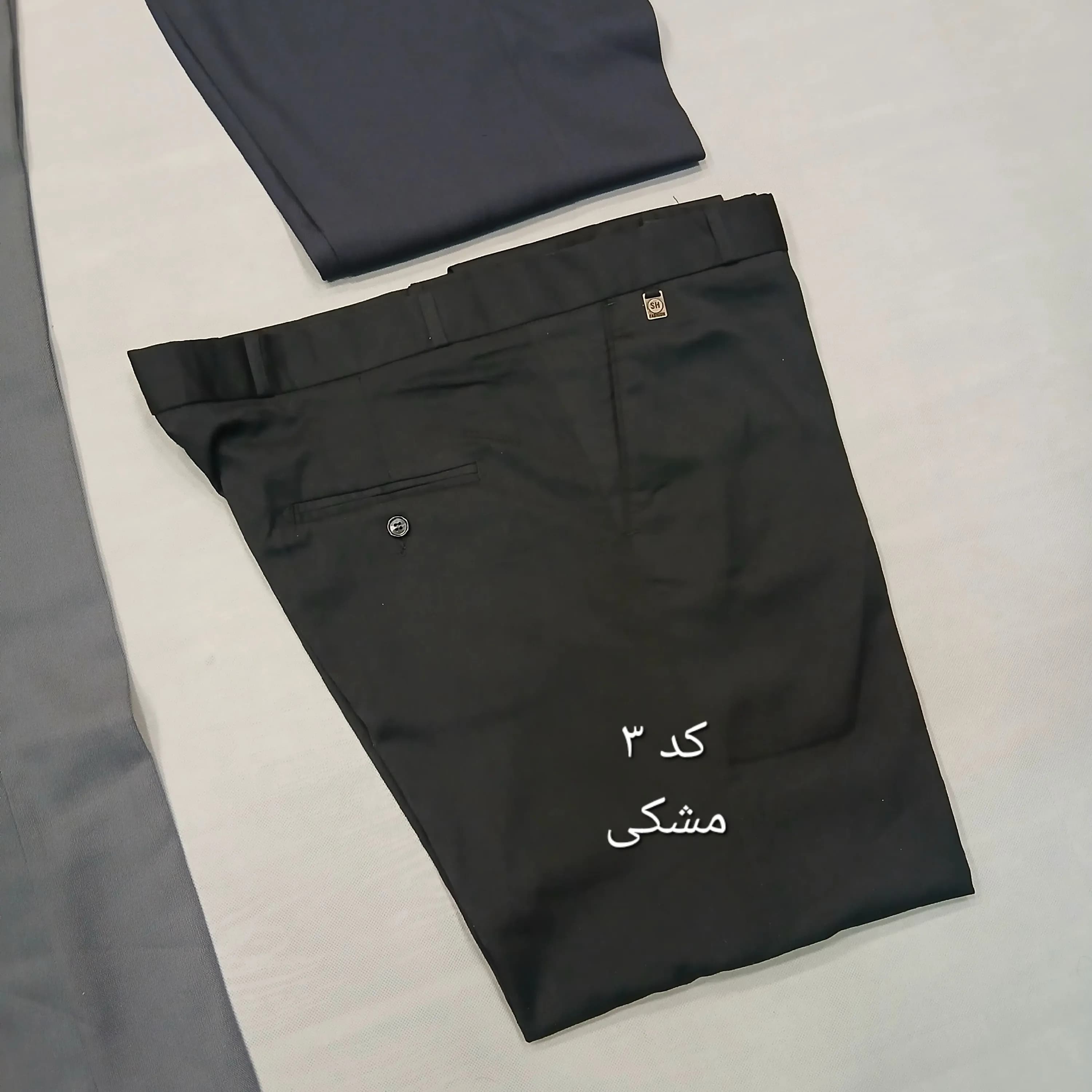 شلوار پارچهای مردانه نخی سایز 42 تا 54 رنگ طوسی و مشکی و زغالی — تصویر ۲