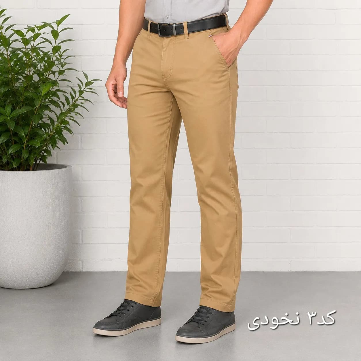 شلوار کتان مردانه کلاسیک نیم کشی فاق متوسط سایز 42 تا 58 — تصویر ۴