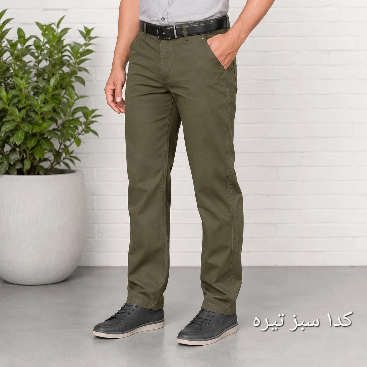 شلوار کتان مردانه کلاسیک نیم کشی فاق متوسط سایز 42 تا 58 — تصویر ۲