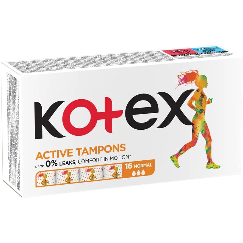 تامپون کوتکس مدل اکتیو 3قطره بسته16تاییKOTEX