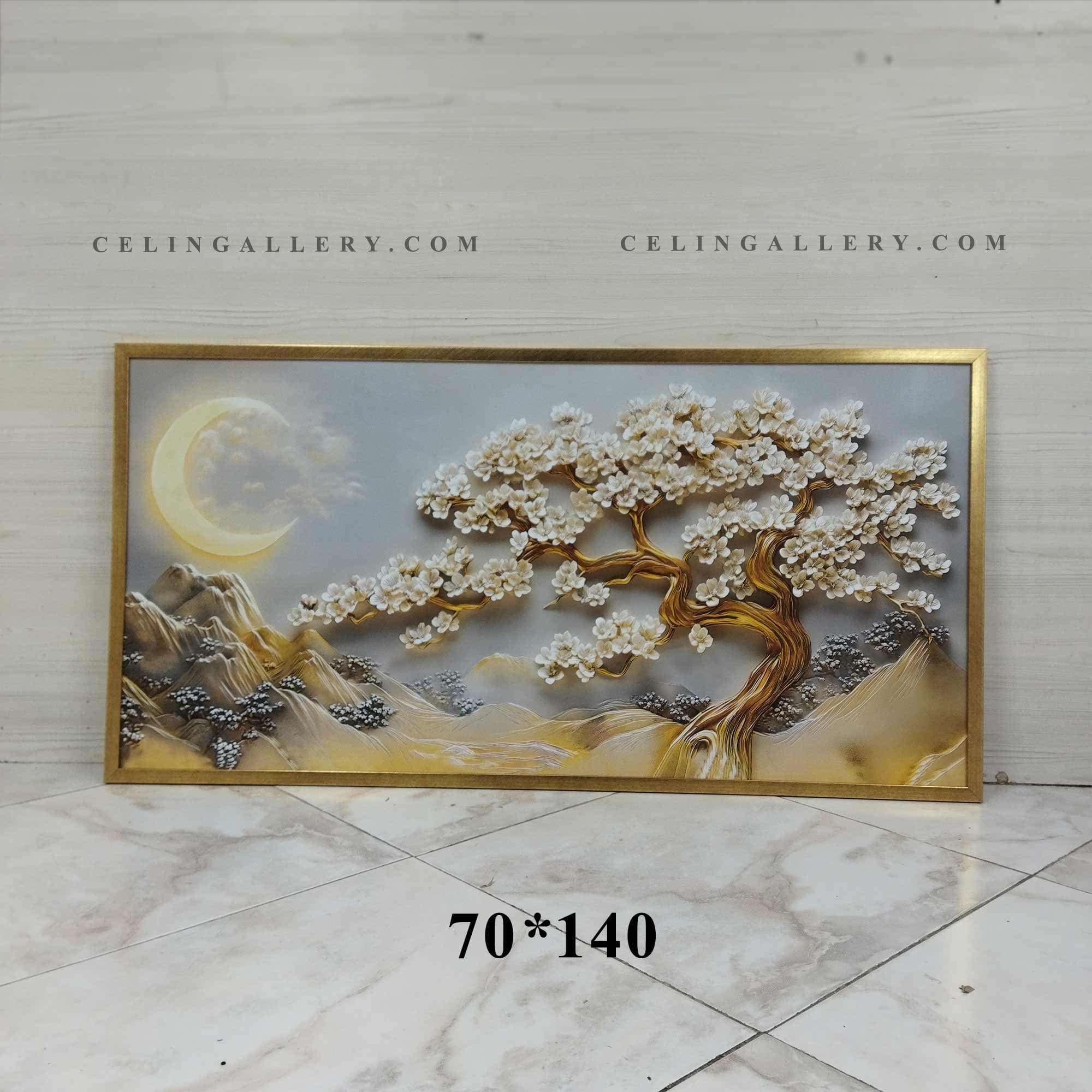 تابلو چاپی دکوراتیو مدرن طرح ماه و درخت طلایی — تصویر ۸