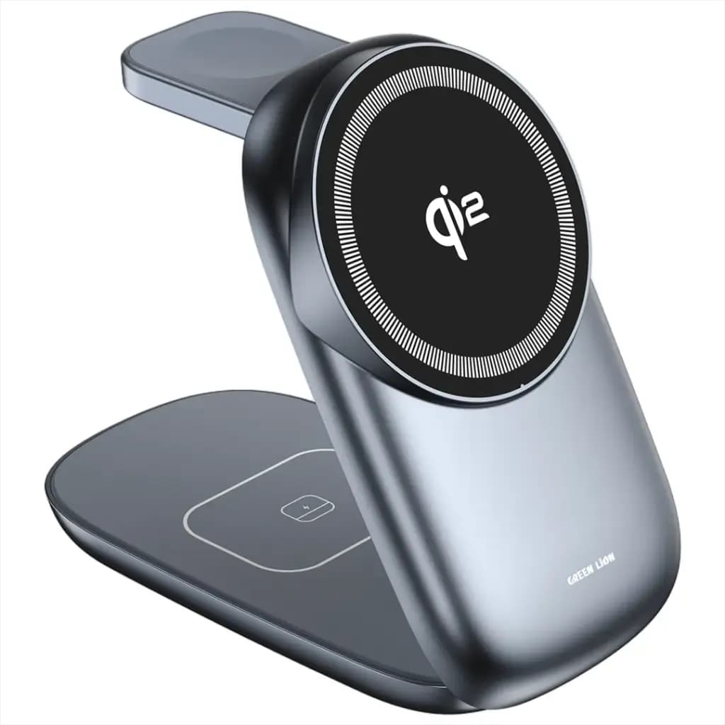 شارژ بیسیم سه کاره گرین لاین مدل Green Lion 3 in 1 MagFold Wireless Charger GNQI23N1MGGY