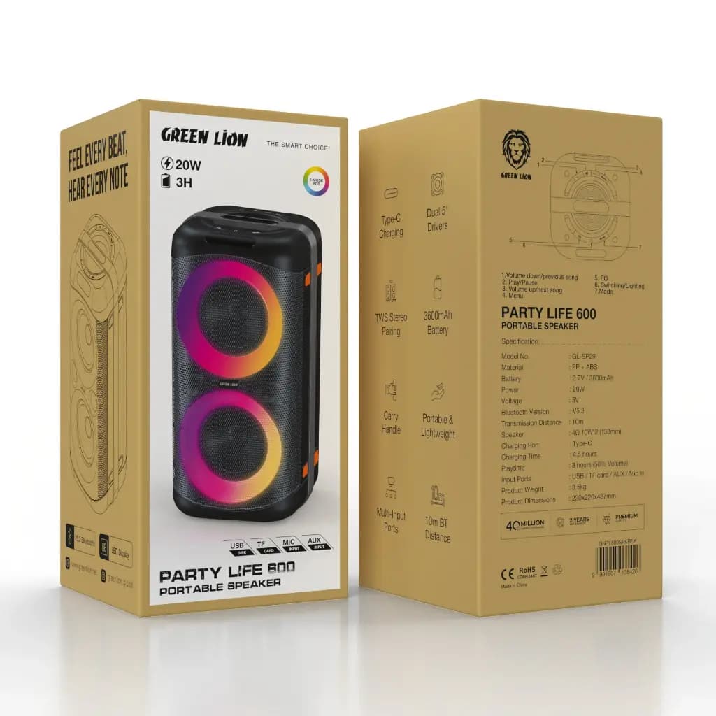 اسپیکر گرین لاین مدل Party Life 600 GNPL600SPKRBK — تصویر ۵