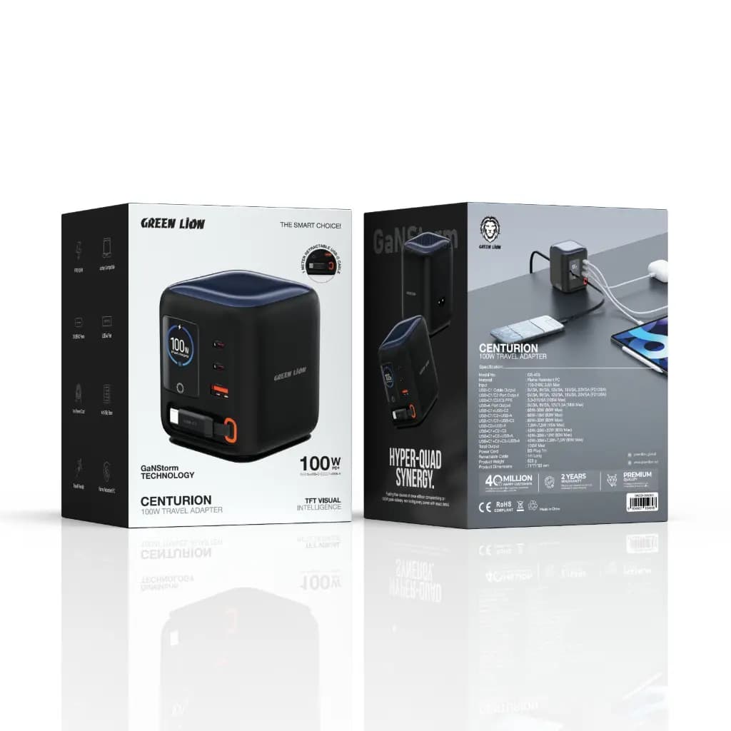 شارژر مسافرتی گرین لاین 100W GaN مدل GNCEN100ADBK — تصویر ۶