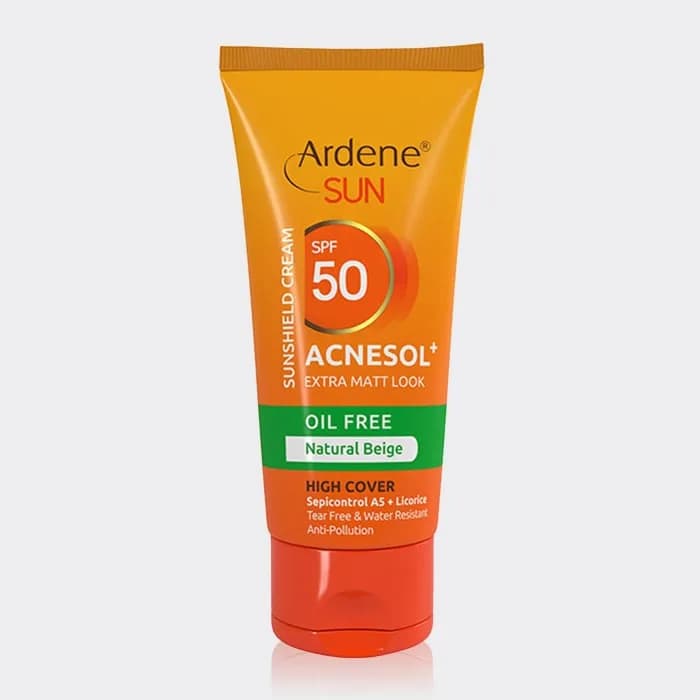 کرم ضد آفتاب رنگی آکنه سول پلاس آردن سان Arden Sun Acnesol+ SPF 50 Tinted Sun Shield Cream 50ml