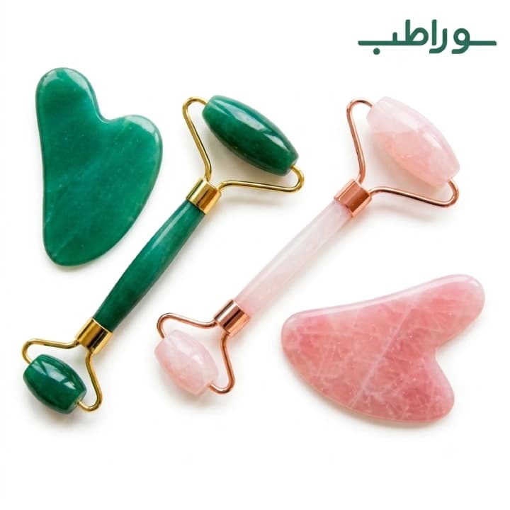 ماساژور صورت سنگ اصلی جید رولر و گواشا طبیعی