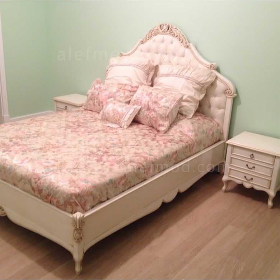 تخت خواب چوبی دو نفره کویین لمسه مدل 16303 — تصویر ۴