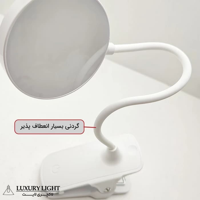 چراغ مطالعه شارژی مدل مولتی 3 حالته گیره ای طرح لمسی کد QG-0003 — تصویر ۵