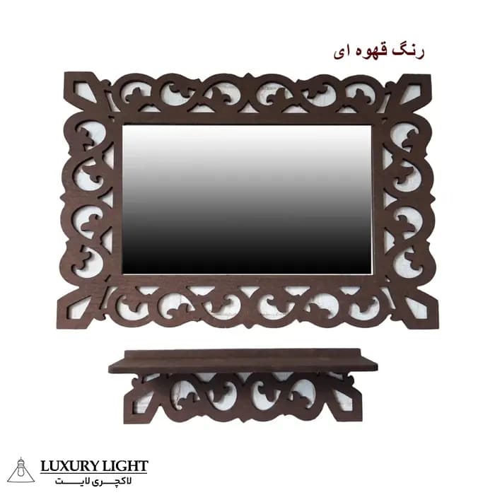 آینه دیواری مدل یاقوت به همراه شلف دیواری — تصویر ۵
