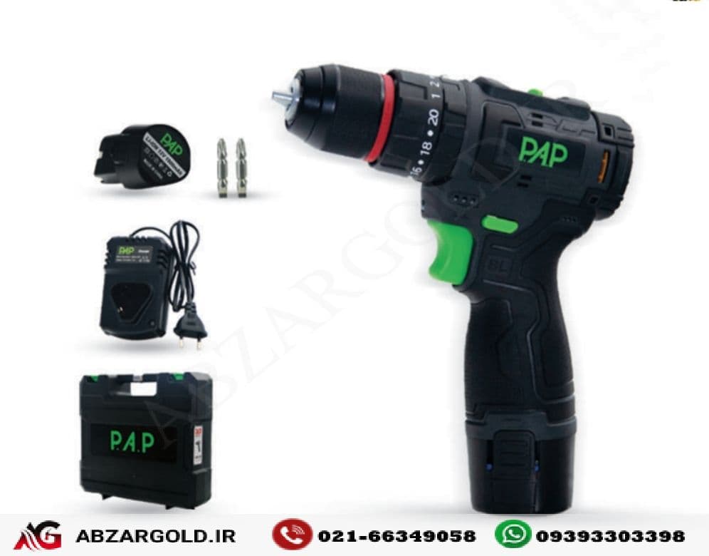 دریل شارژی 12ولت 2باطری پی ای پی (BID-1215)PAP پی ای پی — تصویر ۳