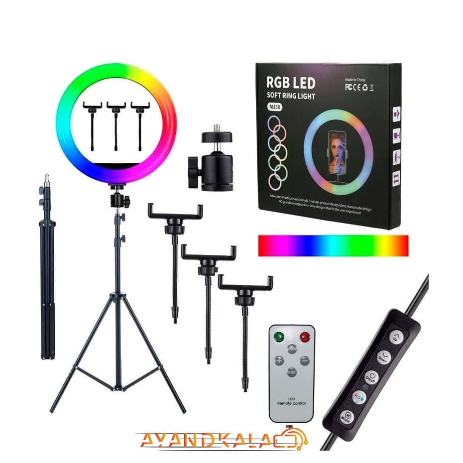 رینگ لایت RGB مدل MJ-38 با سه پایه — تصویر ۶