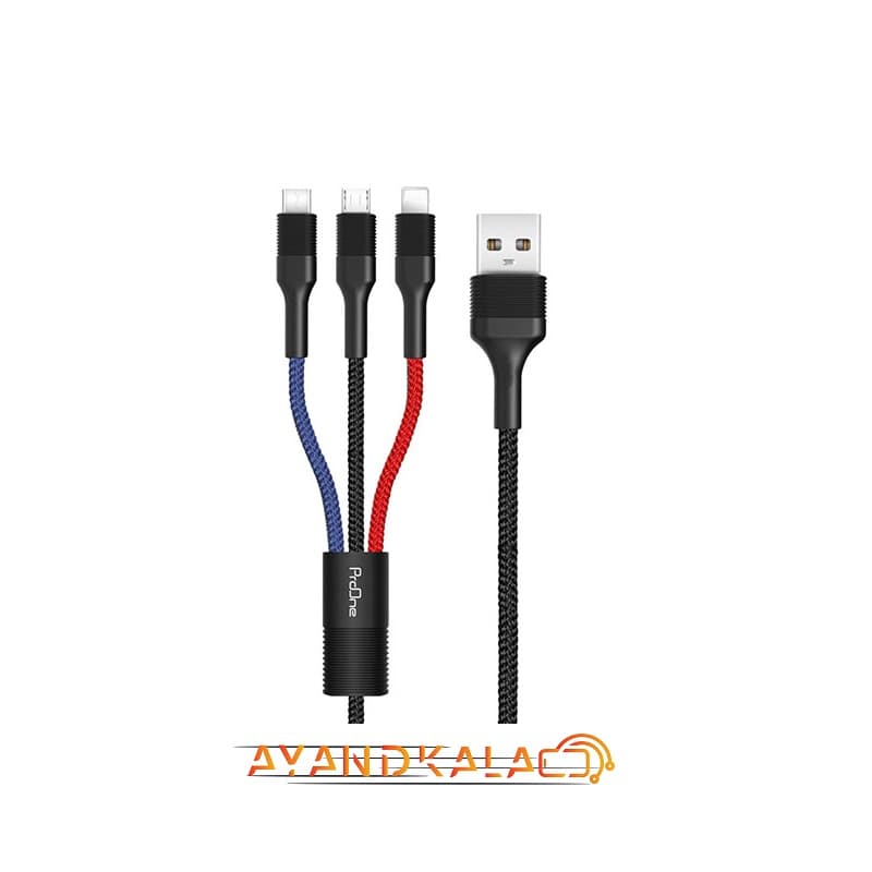 کابل تبدیل USB به USB-C / microUSB / لایتنینگ پرووان مدل PCC280 طول 1 متر — تصویر ۲