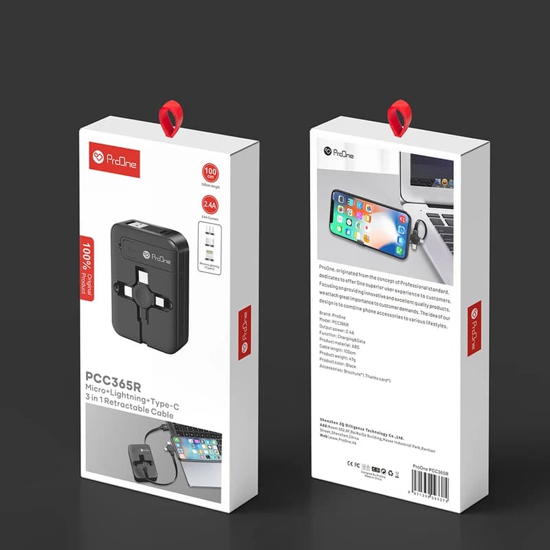 کابل تبدیل USB به USB-C / microUSB / لایتنینگ پرووان مدل PCC365R طول 1 متر — تصویر ۹