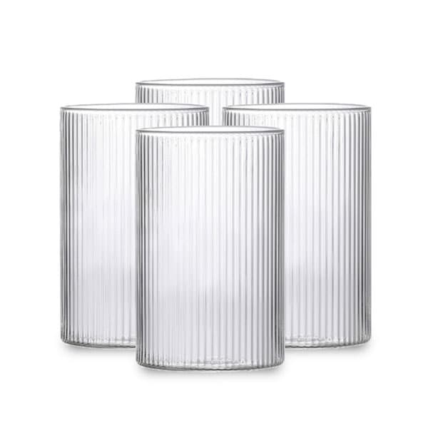 گلدان دکوری شیشه ای مدل استوانه ای راه راه کد 1050 — تصویر ۸