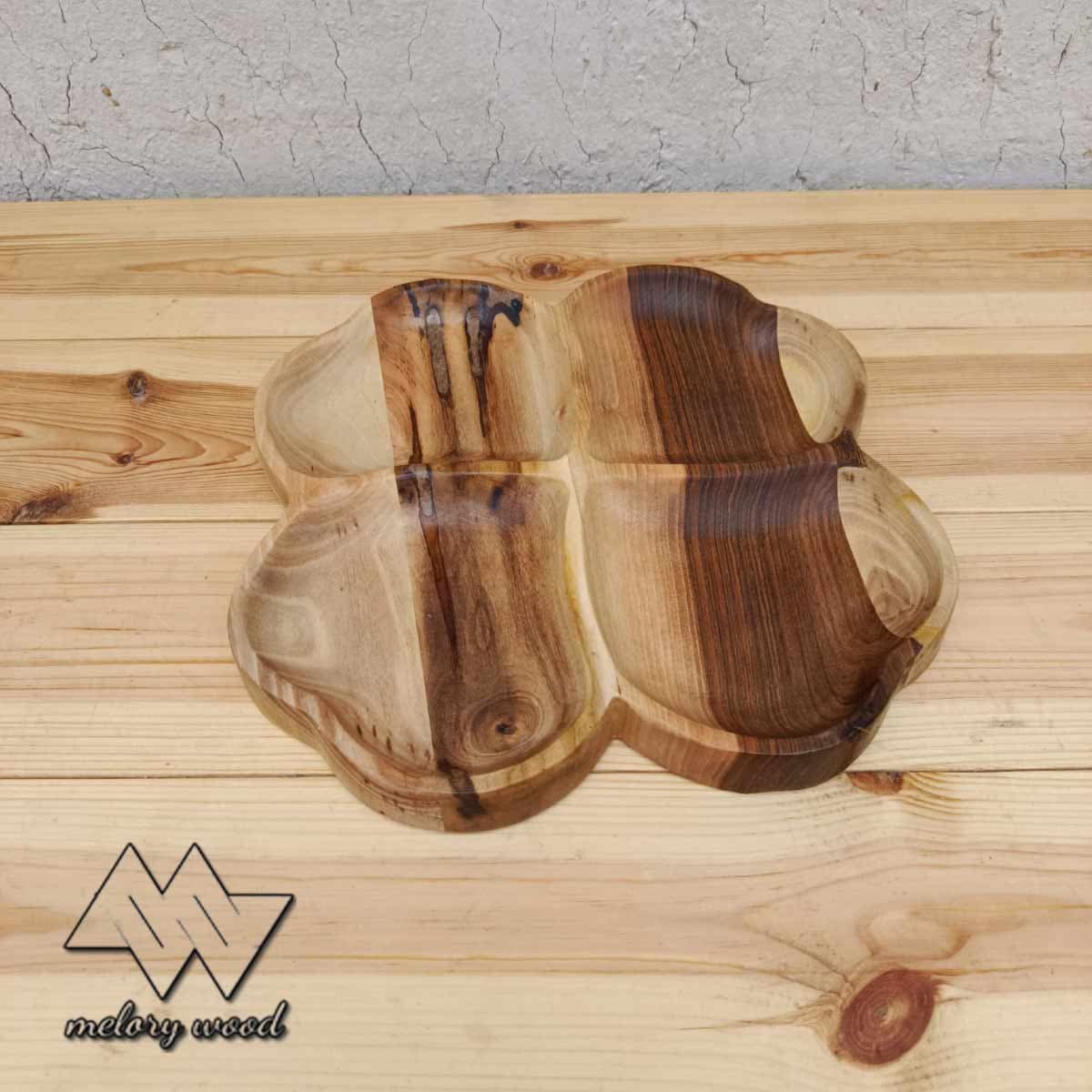 اردوخوری چوب گردو طرح گل کد d552