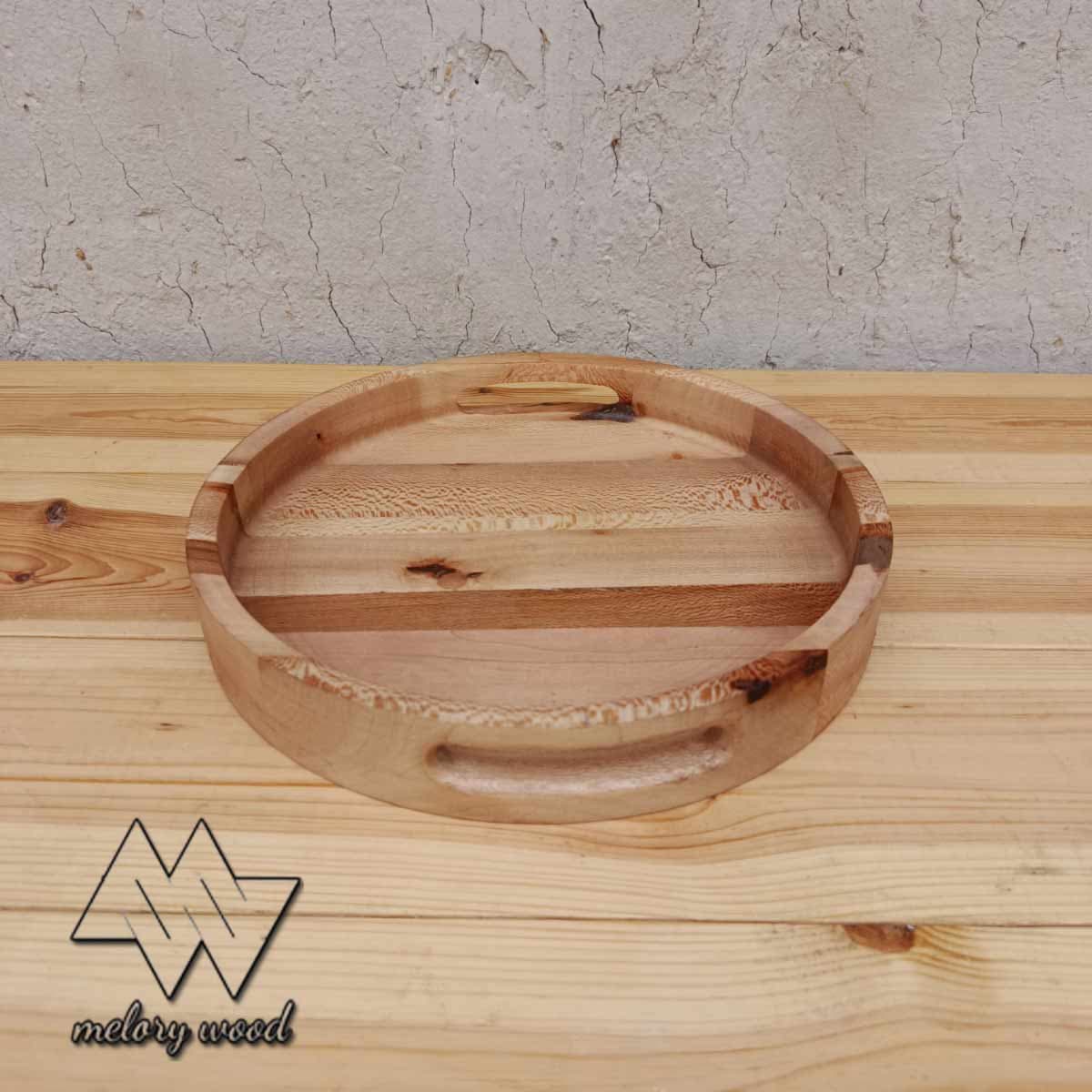 سینی گرد دسته دار چوب چنار کد d535