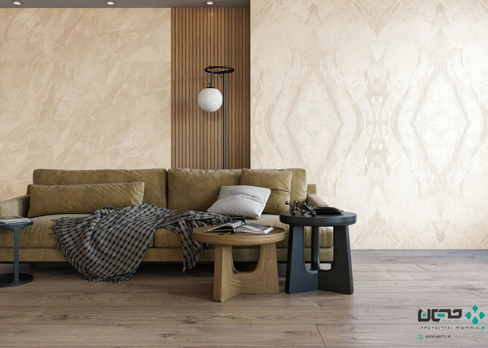 سرامیک عقیق مدل رزتا 120*60 کرم بوک مچ A مات — تصویر ۲