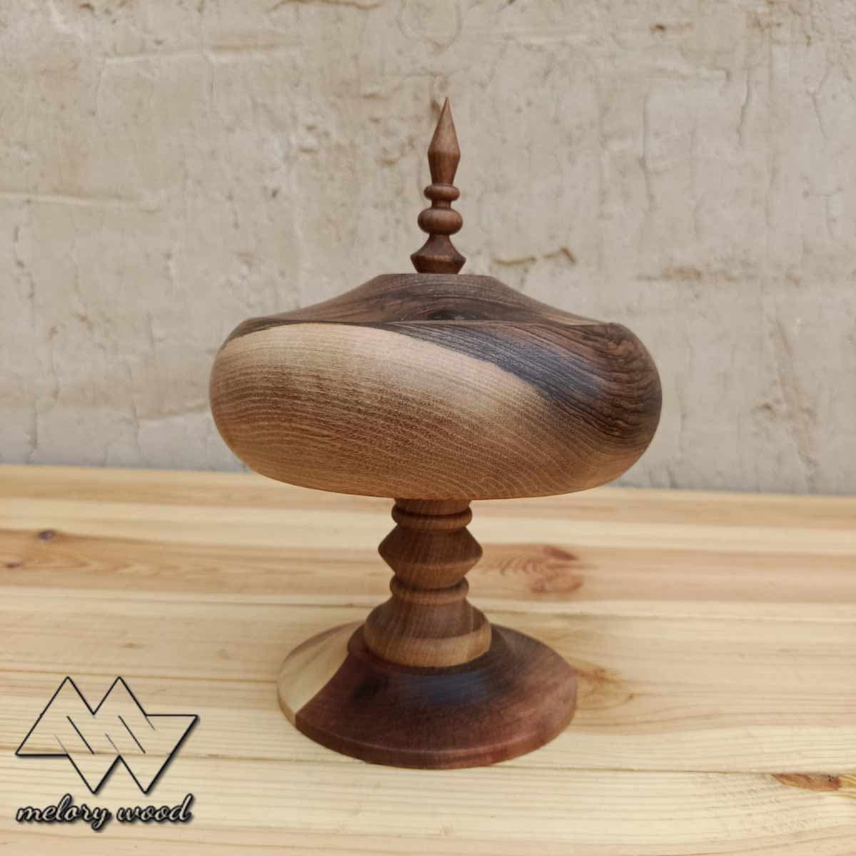 شکلات خوری چوب گردو پایه دار سایز متوسط کد d515 — تصویر ۲
