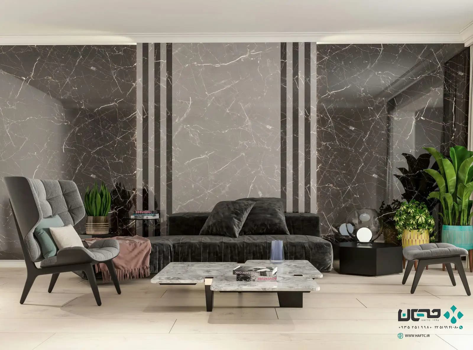 سرامیک عقیق مدل هنری 120*60 طوسی تیره نانوپولیش